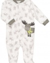 Carter's Infant Boys Microfleece Snap Front Sleep and Play Ivory Moose (3mos)