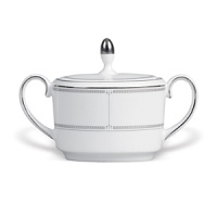 Sloane Square features a chic and simple tailored band, with details of platinum dots, which create a clean and sophisticated look. The accent plate features a wide band of gray mica with true geometric flare in the quadrant design around the border of the plate. Made in England. Sloane Square features a chic and simple tailored band, with details of platinum dots, which create a clean and sophisticated look. The accent plate features a wide band of gray mica with true geometric flare in the quadrant design around the border of the plate. Made in England.
