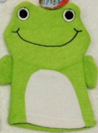 Terry Cloth Bath Puppet / Wash Cloth / Bathmitt / Bath Mitt / Green (Frog)