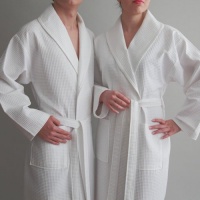 Luxury Hotel / Spa Collection - Waffle Weave Bathrobe, 100% Genuine Turkish Cotton, Unisex - size S / M Luxury Hotel / Spa Collection - Waffle Weave Bathrobe, 100% Genuine Turkish Cotton, Unisex - size S / M