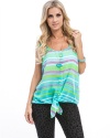 Gold Button Accent Stripe Plus Size Tank