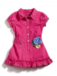 GUESS Poplin Dress with Corsage, DEEP PINK (24M)