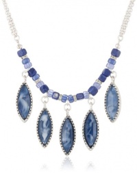 NINE WEST VINTAGE AMERICA Glitzy Gypsy Worn Silver and Denim Blue Tone Multi-Drop Pendant Necklace, 18 NINE WEST VINTAGE AMERICA Glitzy Gypsy Worn Silver and Denim Blue Tone Multi-Drop Pendant Necklace, 18