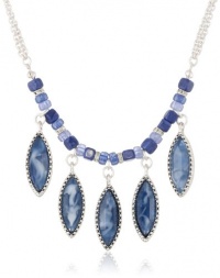 NINE WEST VINTAGE AMERICA Glitzy Gypsy Worn Silver and Denim Blue Tone Multi-Drop Pendant Necklace, 18