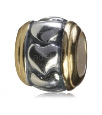 .925 Sterling Silver Heart With Two Rings Of 14K Gold Fits Pandora, Biagi, Troll, Chamilla and Many Other European Charm #EC178 .925 Sterling Silver Heart With Two Rings Of 14K Gold Fits Pandora, Biagi, Troll, Chamilla and Many Other European Charm #EC178