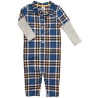 Carter's Infant Long Sleeve Flannel One Piece Coverall - Blue Plaid-12 Months Carter's Infant Long Sleeve Flannel One Piece Coverall - Blue Plaid-12 Months