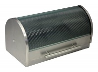 ZUCCOR Napoli Stainless Steel Bread Box w/ Decorative Tempered Glass Lid ZUCCOR Napoli Stainless Steel Bread Box w/ Decorative Tempered Glass Lid