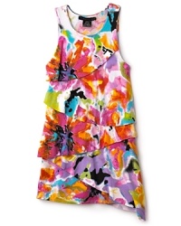 Flowers by Zoe Girls' Watercolor Ruffle Dress - Sizes 4-6X Flowers by Zoe Girls' Watercolor Ruffle Dress - Sizes 4-6X