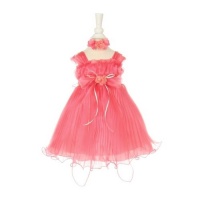 Cinderella Couture Lucy-1083B-Wire Pleated crystal Organza Baby Dress ,Coral Size XL Cinderella Couture Lucy-1083B-Wire Pleated crystal Organza Baby Dress ,Coral Size XL