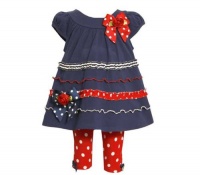 Bonnie Baby Girls Infant Navy and Red Legging Set Bonnie Baby Girls Infant Navy and Red Legging Set