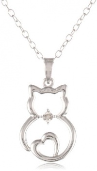 DiAura Sterling Silver Diamond-Accent Cat Pendant Necklace, 18 DiAura Sterling Silver Diamond-Accent Cat Pendant Necklace, 18