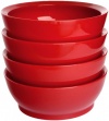 CaliBowl Non-Spill 28-Ounce Low Profile Bowl with Non-Slip Base, Set of 4, Red