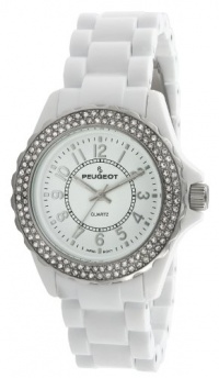 Peugeot Women's 7055WT Swarovski Crystal Bezel White Acrylic Watch Peugeot Women's 7055WT Swarovski Crystal Bezel White Acrylic Watch