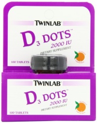 Twinlab Vitamin D3 Dots, 2000 IU, 100-Count Twinlab Vitamin D3 Dots, 2000 IU, 100-Count
