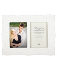 Featuring the embossed vine motif and shiny white glaze of the Opal Innocence Carved collection, this Lenox double invitation frame is designed to refine your home indefinitely. A lovely gift for the bride and groom! Featuring the embossed vine motif and shiny white glaze of the Opal Innocence Carved collection, this Lenox double invitation frame is designed to refine your home indefinitely. A lovely gift for the bride and groom!