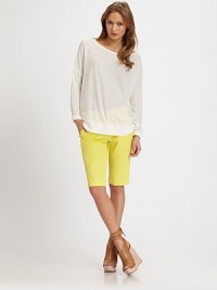 Cropped classic of stretchy, slightly textured twill can be paired with a fitted tank or breezy tee. Hook-and-eye closureZip flySlash pocketsBack besom pocketsInseam, about 11½98% cotton/2% spandexDry cleanMade in USA of Italian fabricModel shown is 5'10 (177cm) wearing US size 2. Cropped classic of stretchy, slightly textured twill can be paired with a fitted tank or breezy tee. Hook-and-eye closureZip flySlash pocketsBack besom pocketsInseam, about 11½98% cotton/2% spandexDry cleanMade in USA of Italian fabricModel shown is 5'10 (177cm) wearing US size 2.