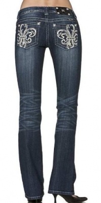 Miss Me - JP6114B Bootcut Jeans with Fleur de Lis Rhinestone Studded Pockets Miss Me - JP6114B Bootcut Jeans with Fleur de Lis Rhinestone Studded Pockets