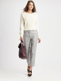 Contrasting side stripes and cropped-leg construction add sporty-chic vibes to these marled trousers. Front zipperContrasting side stripesBack besom pocketsSilk liningRise, about 10Inseam, about 27Body: 63% linen/37% cotton; Contrast: RayonDry cleanImportedModel shown is 5'10 (177cm) wearing US size 2. Contrasting side stripes and cropped-leg construction add sporty-chic vibes to these marled trousers. Front zipperContrasting side stripesBack besom pocketsSilk liningRise, about 10Inseam, about 27Body: 63% linen/37% cotton; Contrast: RayonDry cleanImportedModel shown is 5'10 (177cm) wearing US size 2.