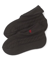 Just the right height for this season's booties, these Lauren Ralph Lauren cable-knit socks are super thick for all-day comfort. Just the right height for this season's booties, these Lauren Ralph Lauren cable-knit socks are super thick for all-day comfort.