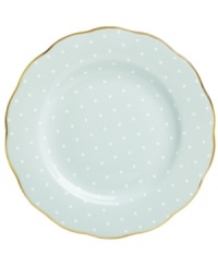 Royal Albert updates a classic in the playfully patterned Polka Rose salad plate. Dainty dots adorn gold-banded china with dainty ruffled edges to complement Old Country Roses dinnerware. Royal Albert updates a classic in the playfully patterned Polka Rose salad plate. Dainty dots adorn gold-banded china with dainty ruffled edges to complement Old Country Roses dinnerware.