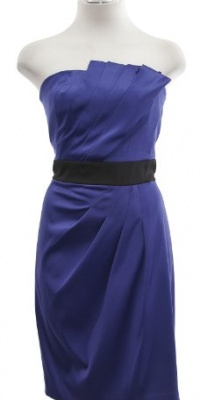 Max and Cleo Blue Poppy Sateen 'Milly' Pleated Strapless Dress 12 Max and Cleo Blue Poppy Sateen 'Milly' Pleated Strapless Dress 12