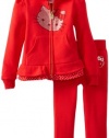 Hello Kitty Girls 2-6X Ruffled Top Pant Set, Red, 6X