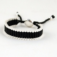 Adjustable Friendship Silver Links Bracelet - Black Adjustable Friendship Silver Links Bracelet - Black