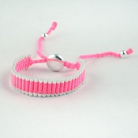 Adjustable Friendship Silver Links Bracelet - Pink Adjustable Friendship Silver Links Bracelet - Pink