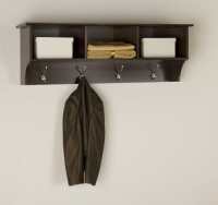 Entryway Wall Mount Coat Rack w 3 Cubbies in Espresso (Espresso) Entryway Wall Mount Coat Rack w 3 Cubbies in Espresso (Espresso)
