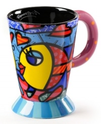 A work of art, the vividly hued, wildly patterned Fish latte mug showcases the one-of-a-kind style of world-renowned Brazilian artist Romero Britto. A work of art, the vividly hued, wildly patterned Fish latte mug showcases the one-of-a-kind style of world-renowned Brazilian artist Romero Britto.