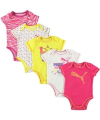 Puma Purrr-fect 5-Pack Bodysuits (Sizes 0M - 9M) - magenta pink, 3 - 6 months Puma Purrr-fect 5-Pack Bodysuits (Sizes 0M - 9M) - magenta pink, 3 - 6 months