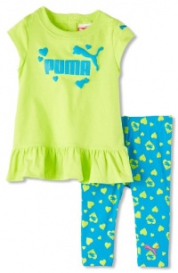Puma - Kids Baby-Girls Infant Heart Print Biker Capri Set, Green, 12 Puma - Kids Baby-Girls Infant Heart Print Biker Capri Set, Green, 12