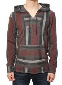 RetroFit Men's Mexican Pancho Long Sleeve Striped Hooded Shirt Sweater Gray RetroFit Men's Mexican Pancho Long Sleeve Striped Hooded Shirt Sweater Gray