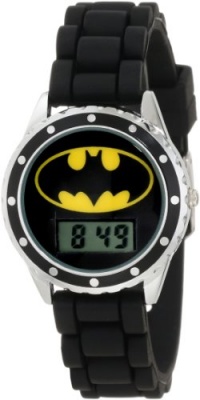 Batman Kids' BAT4045 Black Rubber Strap With Batman Logo Face Watch