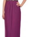 Badgley Mischka Regal Silk Beaded Cowl Neck Evening Gown Dress