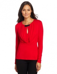 Jones New York Women's Petite Jewel Neck Top