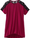 Design History Girls 7-16 Lace Colorblock Tunic, Razzleberry, Large