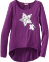 Design History Girls 7-16 Tunic with Sequin Stars and Lace Back, Purple Rain, Large