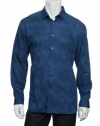 Alfani Red Men's Blue Abstract Button Down Shirt