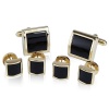 Cufflinks and Studs Set for Tuxedo - Formal Black with Shiny Gold Trimming by Men's Collections (cs2)