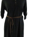 Ralph Lauren Plus Size Black Knit Henley Faux Suede Belted Dress 3X