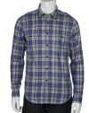 CR by Club Room Purple and Gray Plaid LS Button Down Shirt