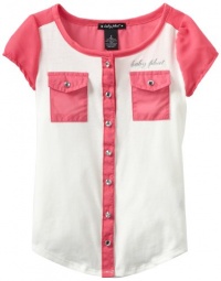 Baby Phat - Kids Girls 7-16 Short Sleeve Knit to Woven Top, Hot Pink, Small Baby Phat - Kids Girls 7-16 Short Sleeve Knit to Woven Top, Hot Pink, Small