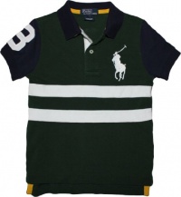 Polo Ralph Lauren Toddler Boy's Big Pony Bar Striped Polo, Green, 4/4T Polo Ralph Lauren Toddler Boy's Big Pony Bar Striped Polo, Green, 4/4T