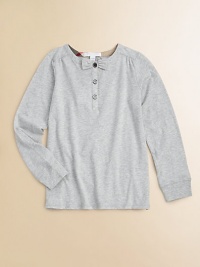 A classic Henley tee gets a feminine touch with a sweet bow at the neck and subtle gathering at the shoulders.Band neckline with bowButton placketLong sleevesCheck inner facingCottonMachine washImported Please note: Number of buttons may vary depending on size ordered. A classic Henley tee gets a feminine touch with a sweet bow at the neck and subtle gathering at the shoulders.Band neckline with bowButton placketLong sleevesCheck inner facingCottonMachine washImported Please note: Number of buttons may vary depending on size ordered.