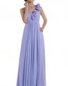 WitBuy Lavender Chiffon One-Shoulder Empire Long Evening Dress With Flowers