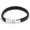 Bling Jewelry Mens Black Braided 8mm Flat Leather Cord Bracelet 8.5 Inch