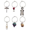 Wine Icons - 'My Glass' Wine Glass Charms or Markers, Set of 6 Charms