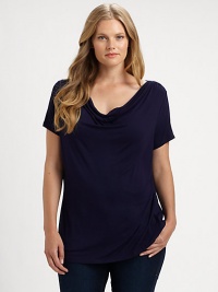 Soft modal meets a hint of stretch to give you the quintessential fit. You will love how the draped neckline offers a simply feminine look.Draped necklineShort sleevesPull-on styleAbout 29 from shoulder to hemModal/elastaneDry cleanImported Soft modal meets a hint of stretch to give you the quintessential fit. You will love how the draped neckline offers a simply feminine look.Draped necklineShort sleevesPull-on styleAbout 29 from shoulder to hemModal/elastaneDry cleanImported