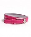 Solid Color Leather Adjustable Skinny Belt with